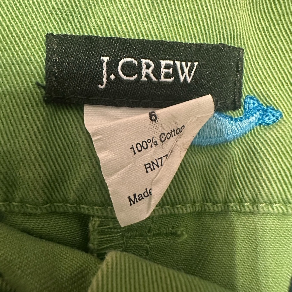 J. Crew 2000’s Mini Skirt Green With Blue Whale Embroidery Back Pockets Size 6 - Picture 4 of 5